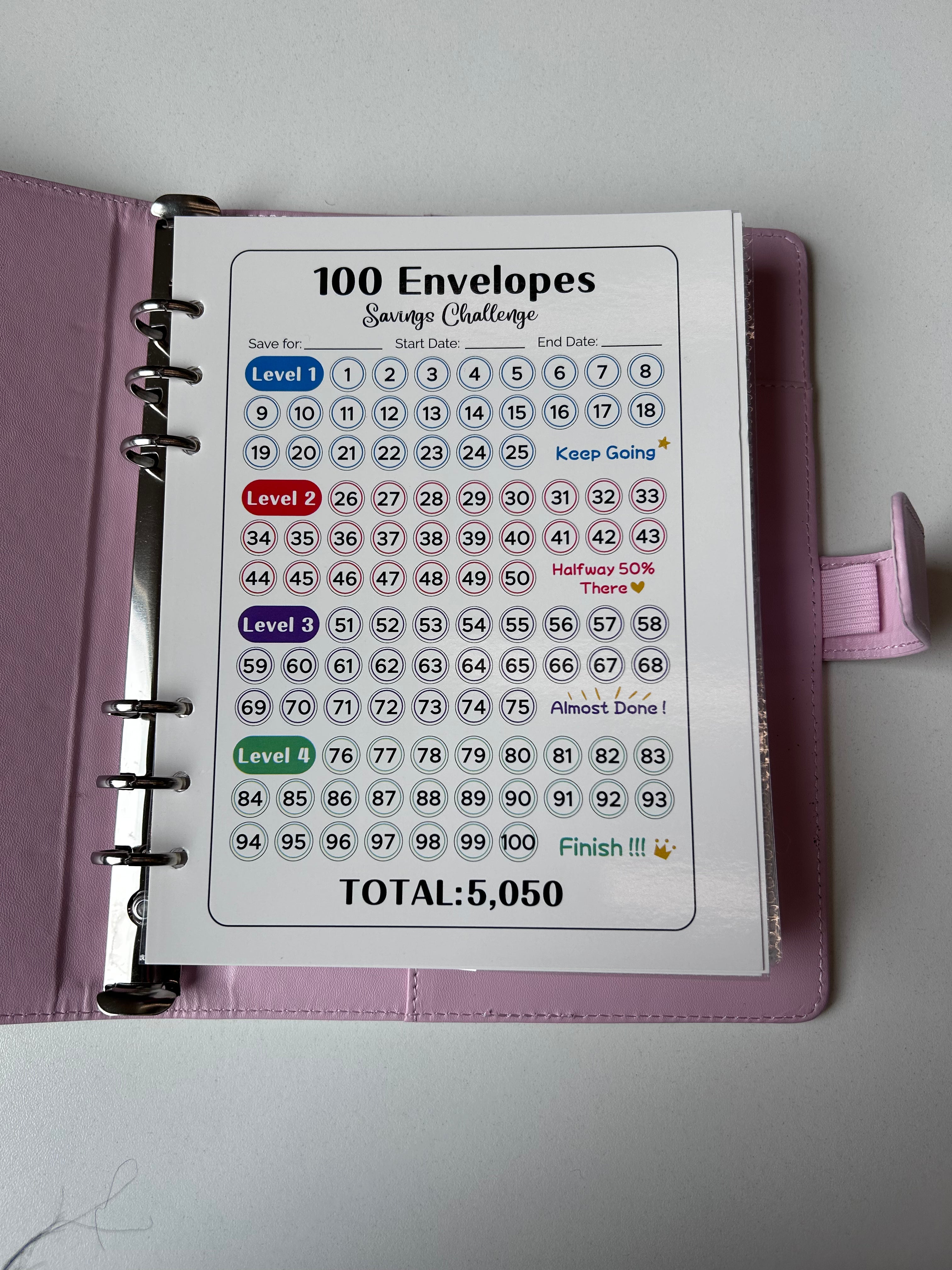 100 Envelopes Saving Binder