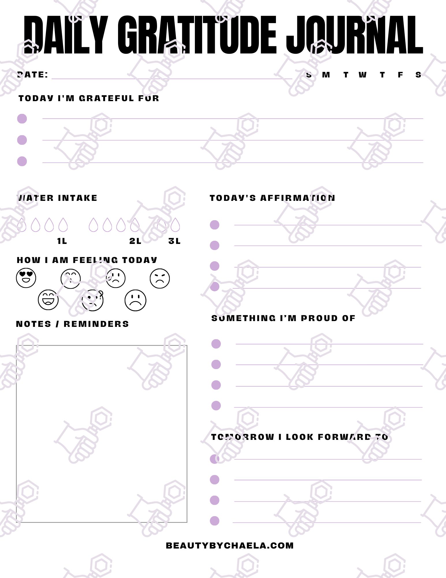 Daily Gratitude Journal Printable Worksheet