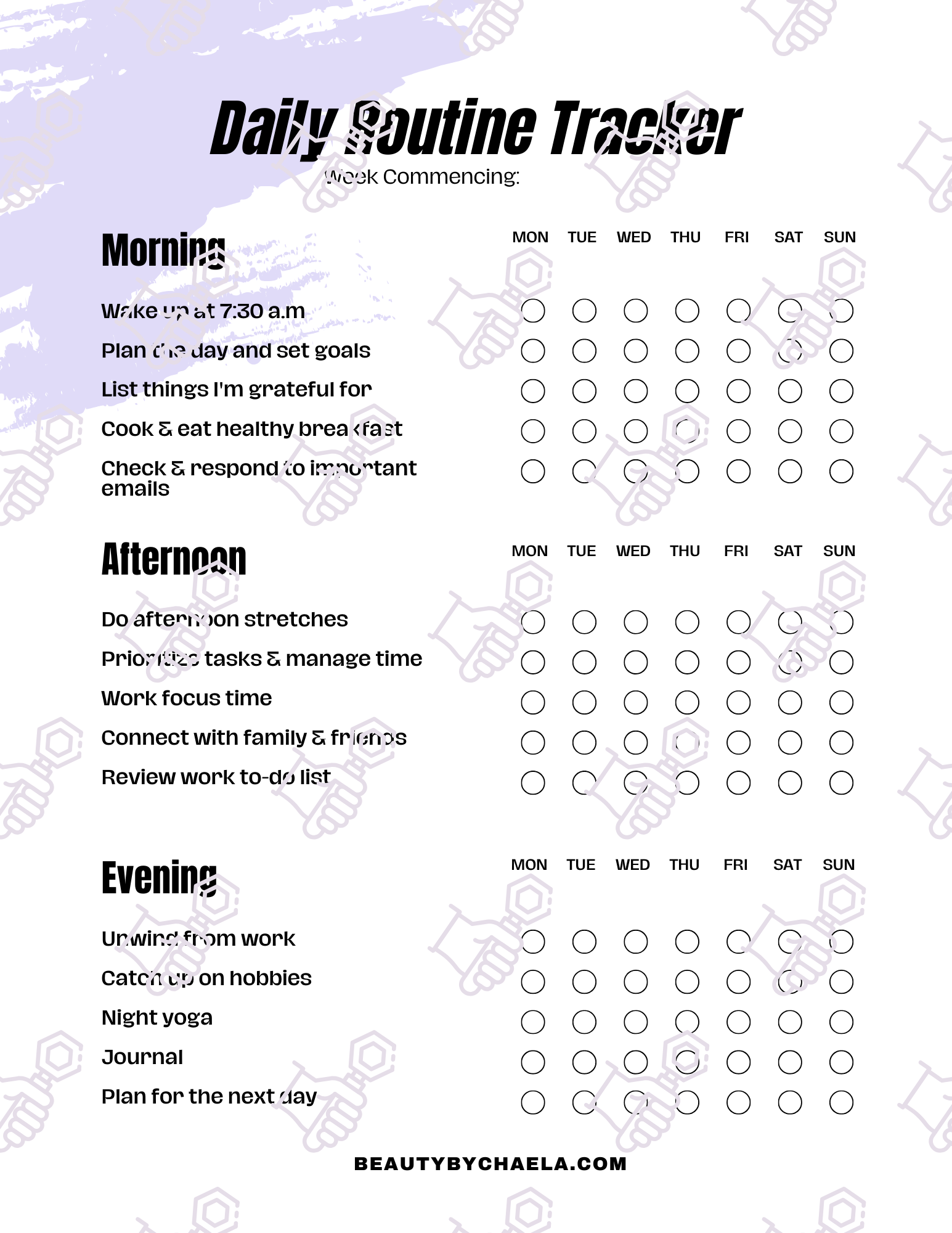 Daily Routine Tracker Printable Worksheet