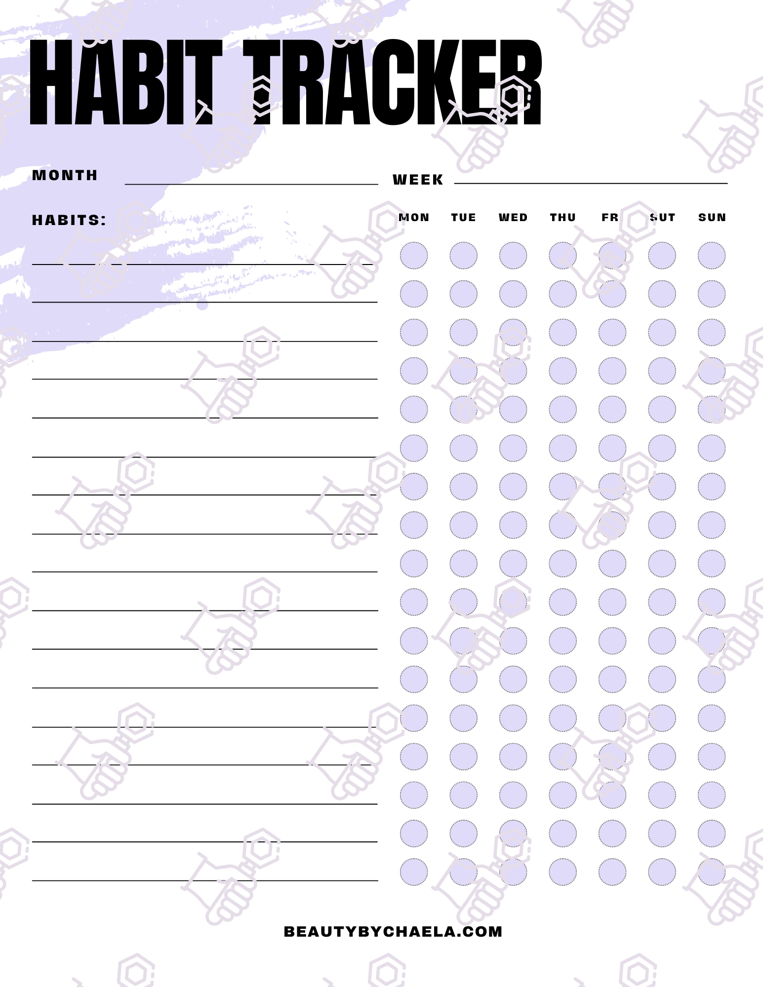 Habit Tracker Printable Worksheet