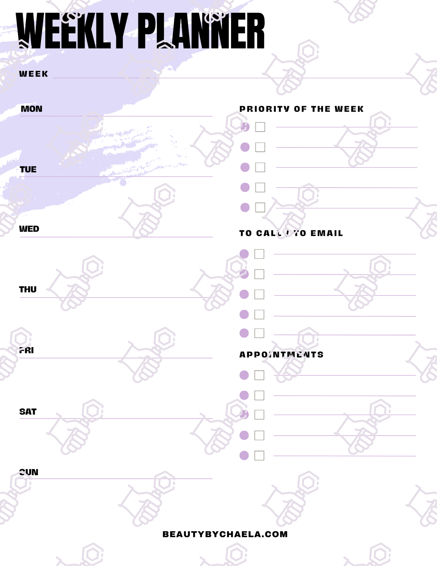 Weekly Planner Printable Worksheet