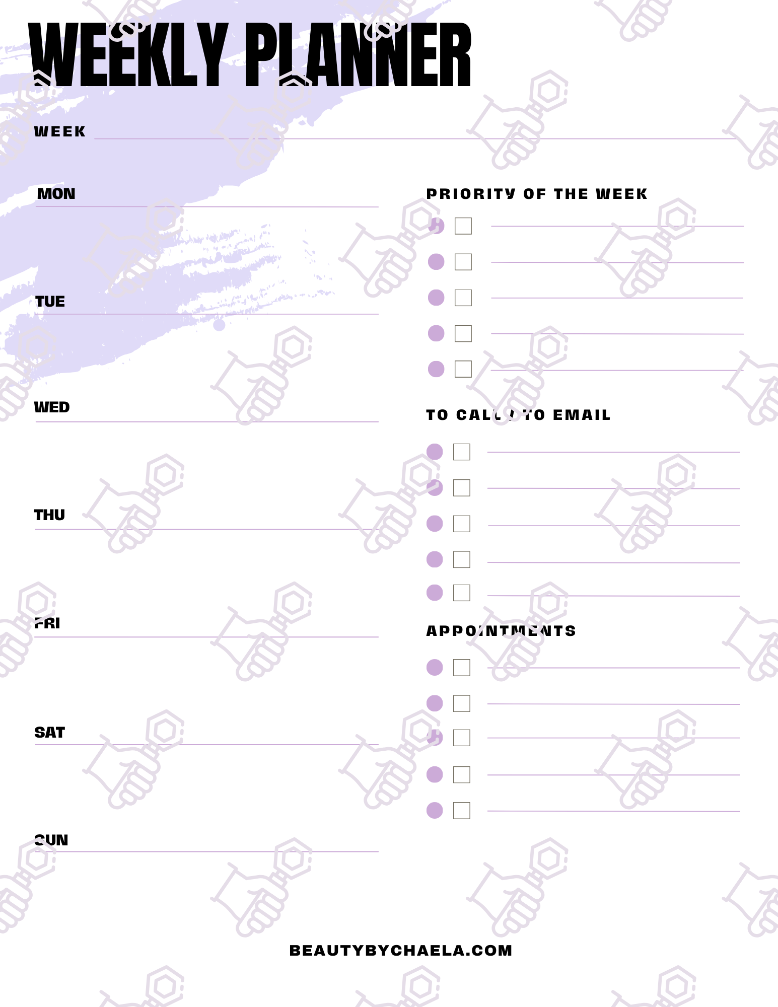 Weekly Planner Printable Worksheet
